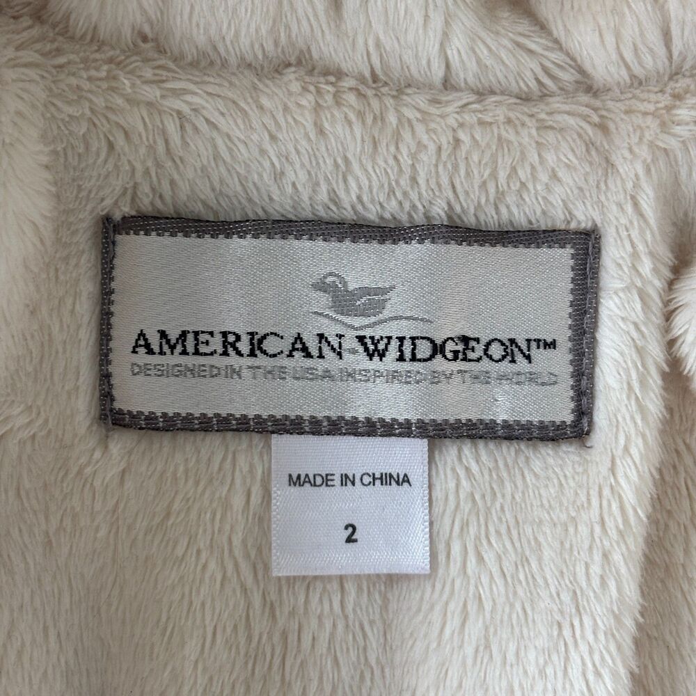 American Widgeon Girls Size 2T Ivory Faux Fur Hooded Coat Pom Pom Jacket Toddler - Picture 3 of 5